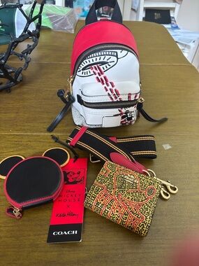 COACH Disney Mickey Mouse X Keith Haring Academy Black/Red Backpack 15 plus